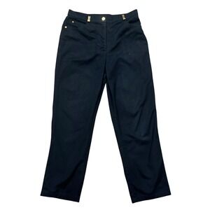 St.‎ John Sport Women's Pants Jeans Denim Black Gold Hardware Cotton Blend SZ 8